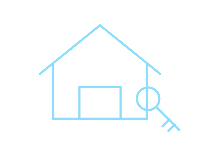 Connected house and key illustration representing IT support for estate agents